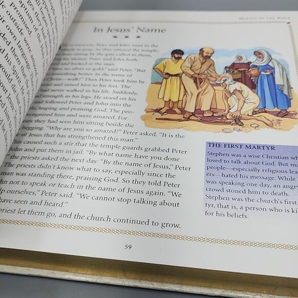 Children’s Book Of The Bible 1998 Vintage Illustrated Gold Edges Made In USA - Picture 12 of 16